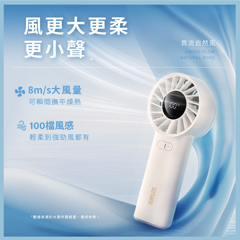 【向物】高速手持風扇-渦輪 100檔風速 15hr續航 低噪音 LED數顯 可隨身登機 手持電扇