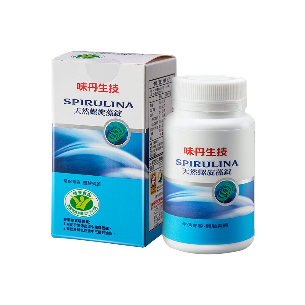 【味丹生技】天然螺旋藻 600錠/盒 健康食品認證 純素 調節循環 促進代謝 外食族必備 應酬聚會
