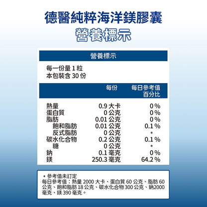 【德醫 Collagen】純粹海洋鎂膠囊 30顆/盒 天然海洋鎂Simag 溫和不刺激 幫助入睡 舒緩緊繃