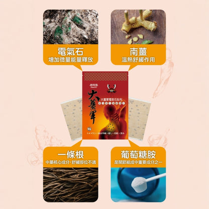 【樹飛雪】大薑軍電氣石貼布 10片/包 涼感+溫感 一條根 南薑精油 草本植萃 精油貼布 舒緩貼布