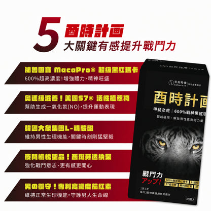 【好好時養】酉時計畫-甲斐之虎 30顆/盒 秘魯黑紅瑪卡 L-精胺酸 茄紅素 鋅 提升活力 男性保養