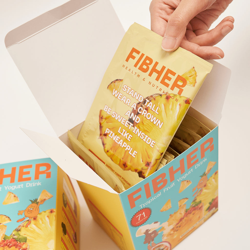 【FIBHER】纖順熱帶水果乳酸纖維飲 鳳梨口味 10包/盒 膳食纖維 鳳梨酵素 芽孢乳酸菌 輕盈順暢