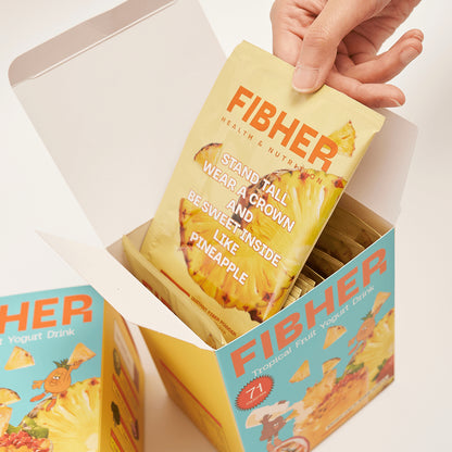 【FIBHER】纖順熱帶水果乳酸纖維飲 鳳梨口味 10包/盒 膳食纖維 鳳梨酵素 芽孢乳酸菌 輕盈順暢