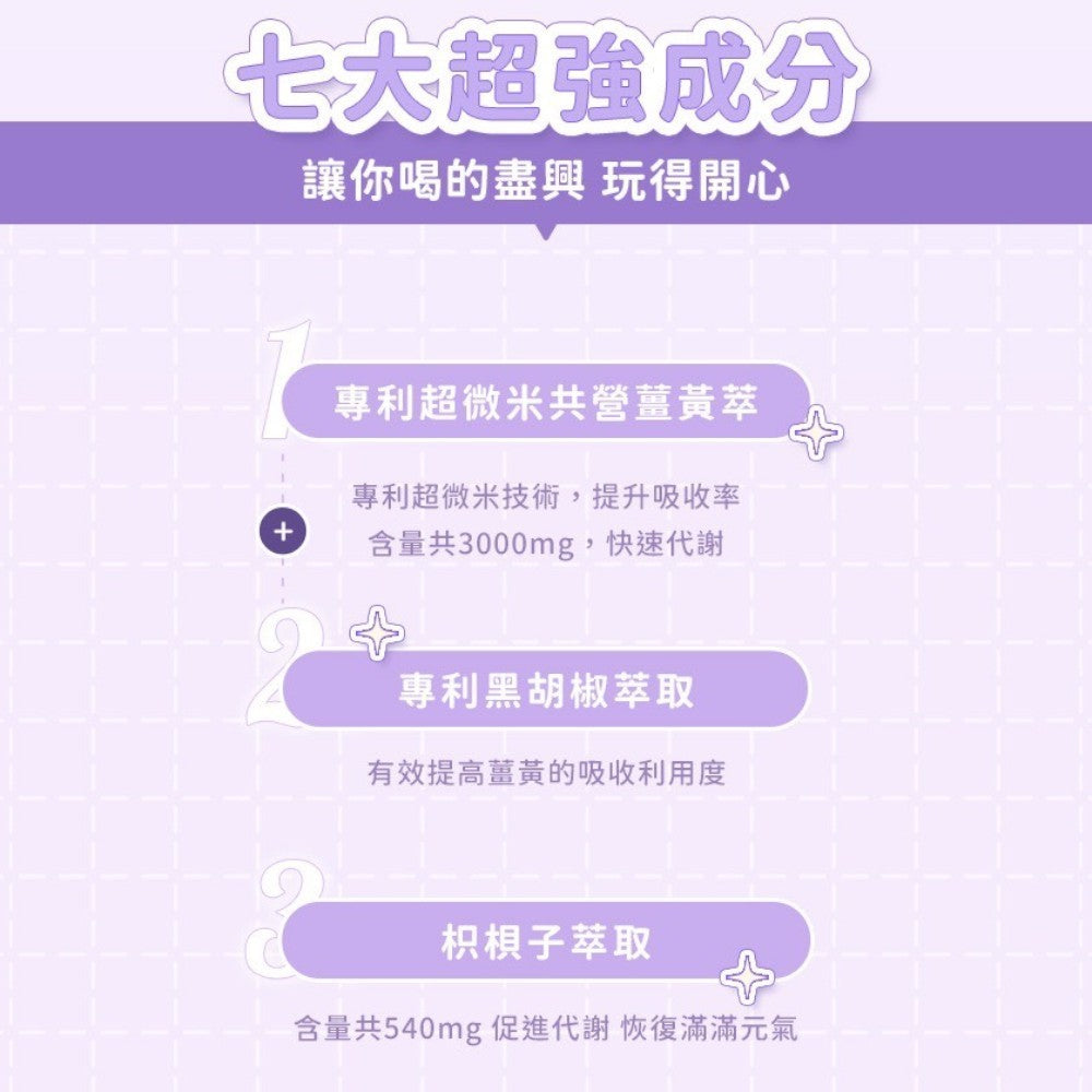 【Stunnin' Recipe】酒薑君果凍條 10條/盒 葡萄風味 專利超微米薑黃 枳椇子 應酬聚會