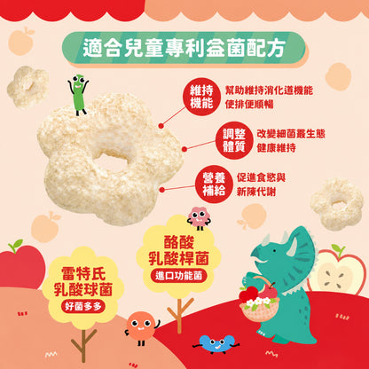 【Dinobite恐龍咬】益生菌米果花 雙益菌配方 無添加 無麩質 非油炸 入口好化 3種口味 嬰兒米餅