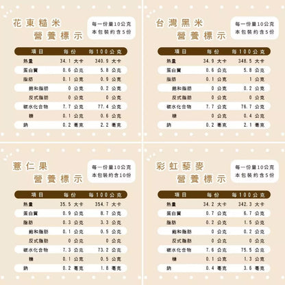 【展榮商號】米果罐裝 花東糙米/台灣黑米/彩虹藜麥/薏仁果 四款口味 無人工添加 原料膨發 全家皆宜