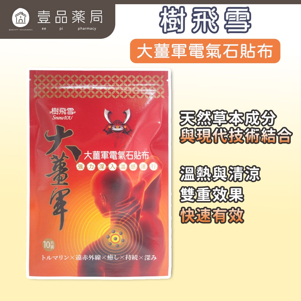 【樹飛雪】大薑軍電氣石貼布 10片/包 涼感+溫感 一條根 南薑精油 草本植萃 精油貼布 舒緩貼布