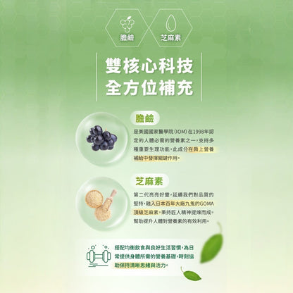 【MERGEN默根】亮亮好靈素食膠囊 30顆/包 天然膽鹼 芝麻素 思緒清晰 靈活穩定 全素可食