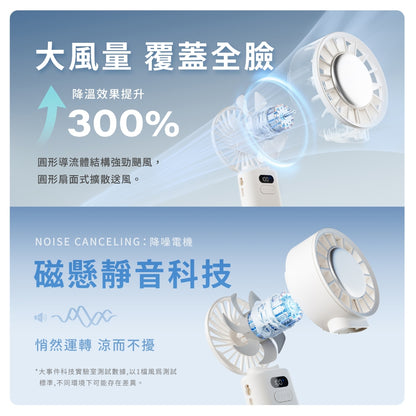 【向物】折疊高速手持風扇-渦輪ice 100檔風速 超導冰磁片 LED數顯 輕巧摺疊 伸縮掛繩 涼感風扇