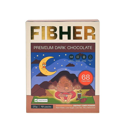 【FIBHER】纖順醇濃可可纖維飲 10包/盒 法國純黑可可 80種蔬果酵素 膳食纖維 香醇順口 體重管理