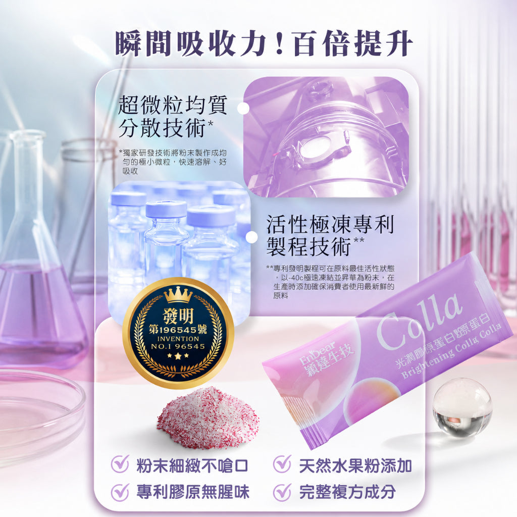 【穎達生技】光潤膠原蛋白 30包/盒 三大專利膠原 無腥味 珍珠粉 玻尿酸 賽洛美 維生素C 水潤透亮 商品介紹圖 7