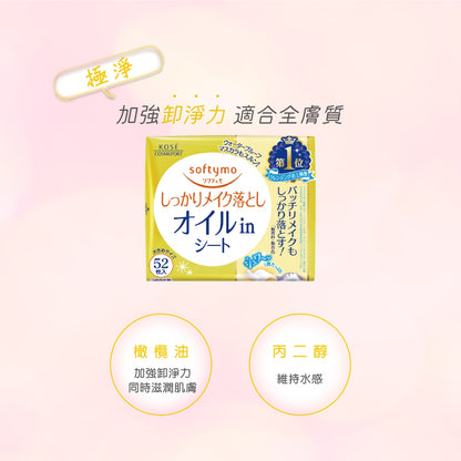 【KOSE】Softymo絲芙蒂 親膚卸粧棉 52枚裝 三款任選 玻尿酸 極淨 膠原蛋白 日常卸妝 滋潤肌膚