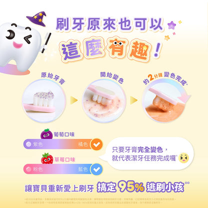 【齒妍堂】兒童益生菌變色牙膏 80g 葡萄 草莓 木糖醇 含氟配方 變色晶球 水果香氣 口腔清潔 兒童牙膏