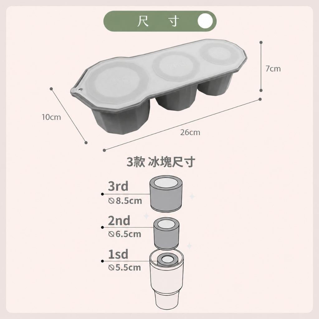 【伴佳家】冰霸杯專用冰塊盒 1組(附杯蓋) 食品級矽膠 三款尺寸 飲品不稀釋 冰霸杯適用 居家製冰