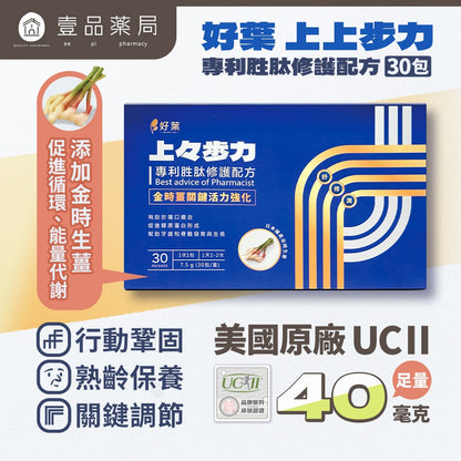 【好葉】上上步力 專利胜肽修護配方 UC-II®專利認證 修護專利 活力強化 行動鞏固 麩醯胺酸 關鍵保養