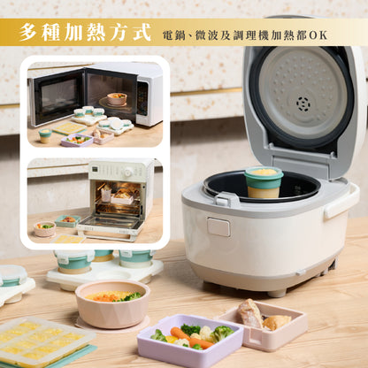 【2angels】矽膠拼圖餐盤 1入(含蓋) 兩色可選 德國認證 食品級矽膠 幼兒餐盤 防塵上蓋 加熱耐高溫