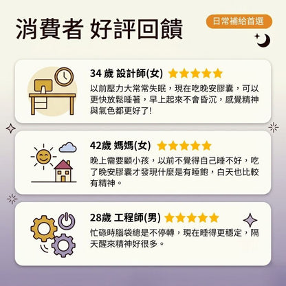 【植感日嚐】晚安!夜好眠複方膠囊 60顆/瓶 GABA 甘胺酸鎂 芝麻素 睡前保養 告別數羊