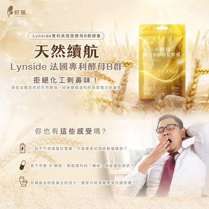 【好葉】酵母綜合B群能量膠囊 60粒/袋 法國酵母B群 長效緩釋 啤酒酵母300mg 日常保養 營養補給