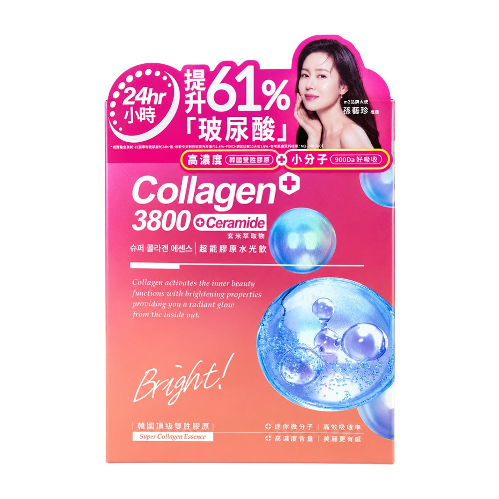 【m2美度】超能膠原水光飲 8入/盒 原廠正貨 防偽雷射標籤 韓國雙胜膠原 玻尿酸+神經醯胺 蜜桃風味 商品介紹圖 3