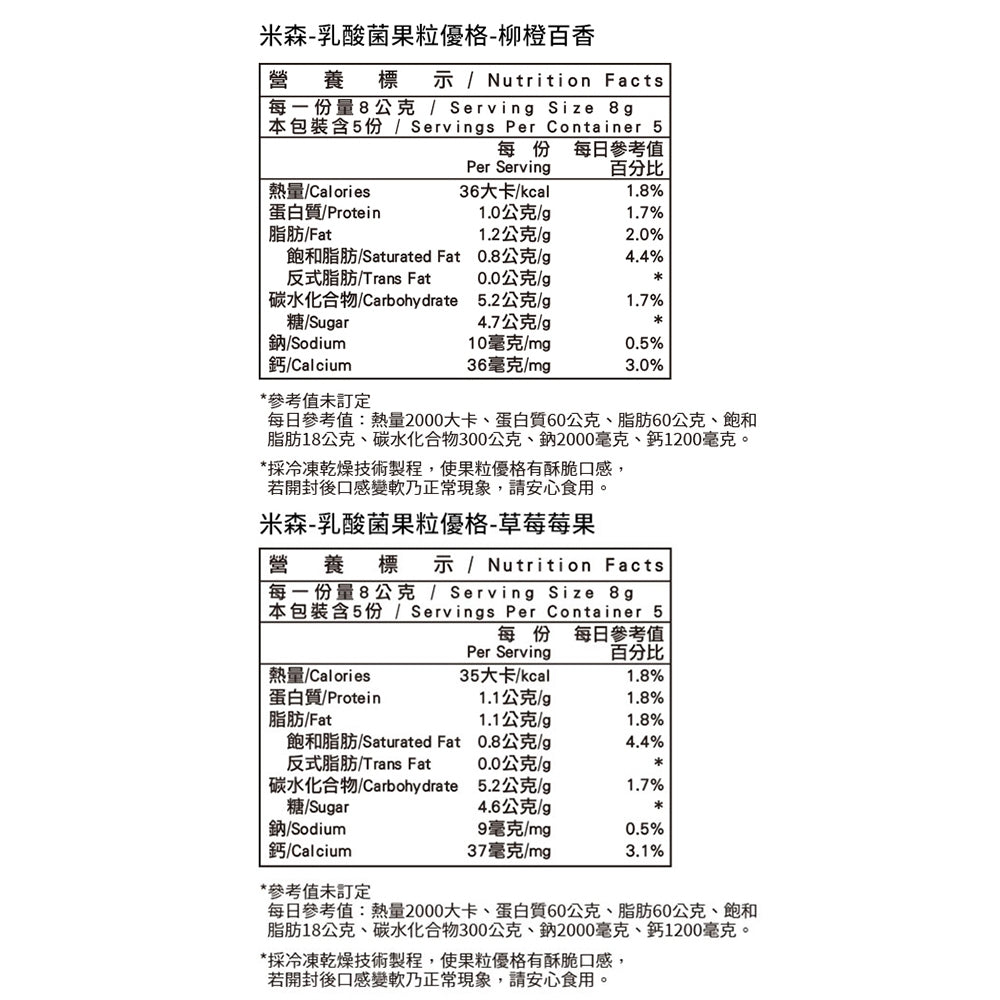 【米森vilson】乳酸菌果粒優格 5包/袋 草莓莓果/柳橙百香 50億益生菌 富含鈣質 兒童點心 無添加