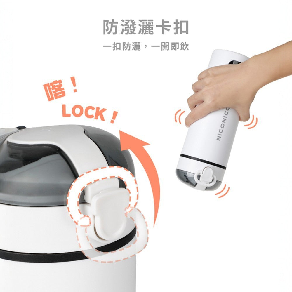 【NICONICO】便攜式雙電壓熱水壺 480ml NI-TK2417 國際電壓 過熱保護 觸控式 電熱瓶
