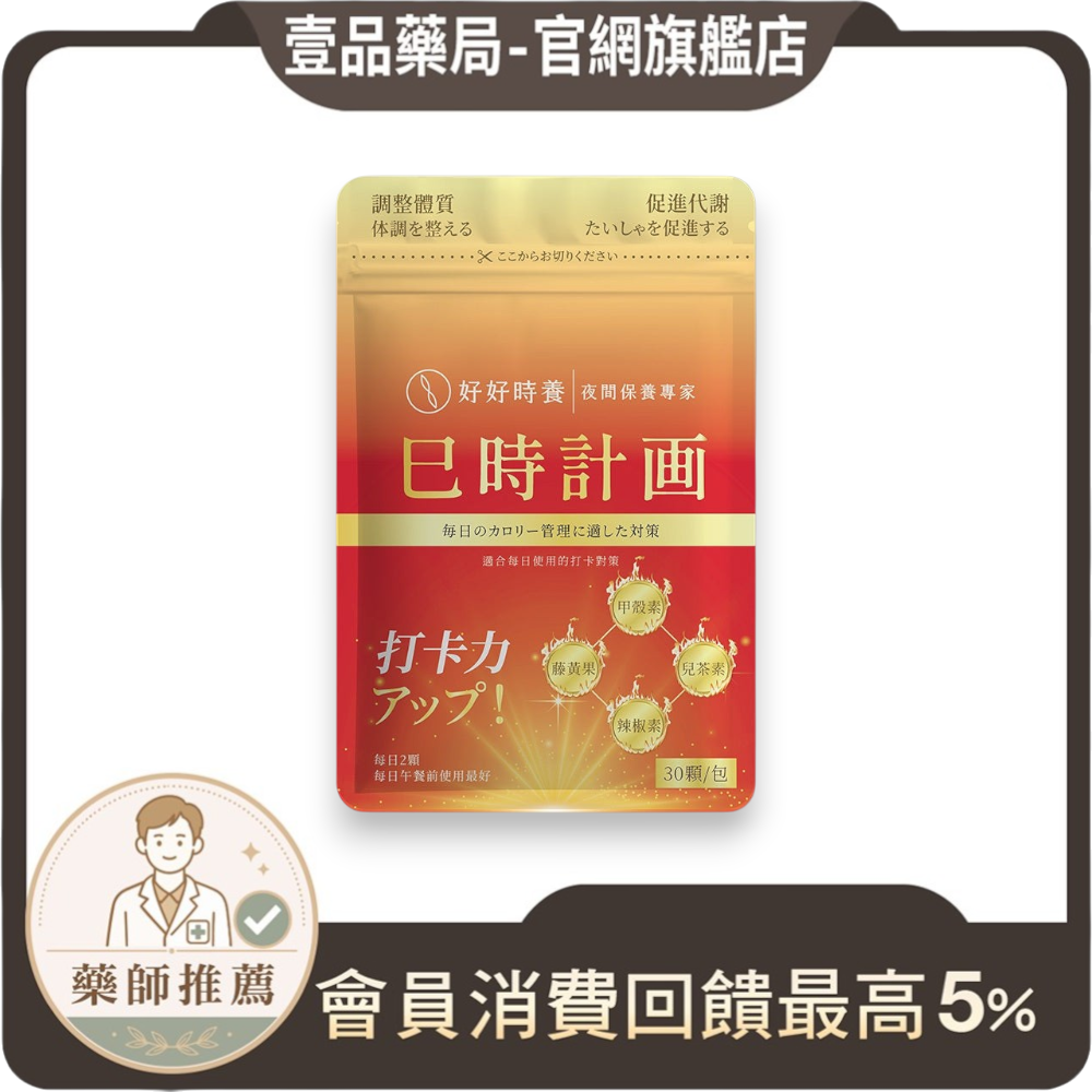 【好好時養】巳時計畫-超燃油逆Plus 30顆/包 四國專利成分 甲殼素 藤黃果 辣椒素 兒茶素 體態管理