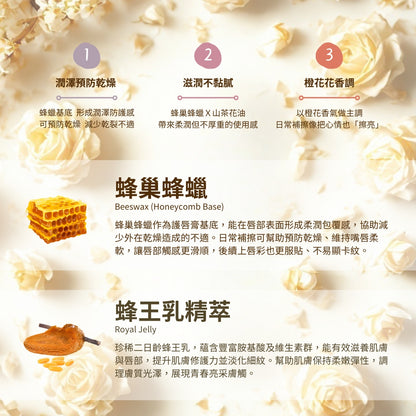 【泉發蜂蜜】蜂巢護唇膏 5g/支 蜂巢精華 山茶花油 蜂王乳 多款香氛選擇 輕盈不黏 植萃潤護 保護鎖水