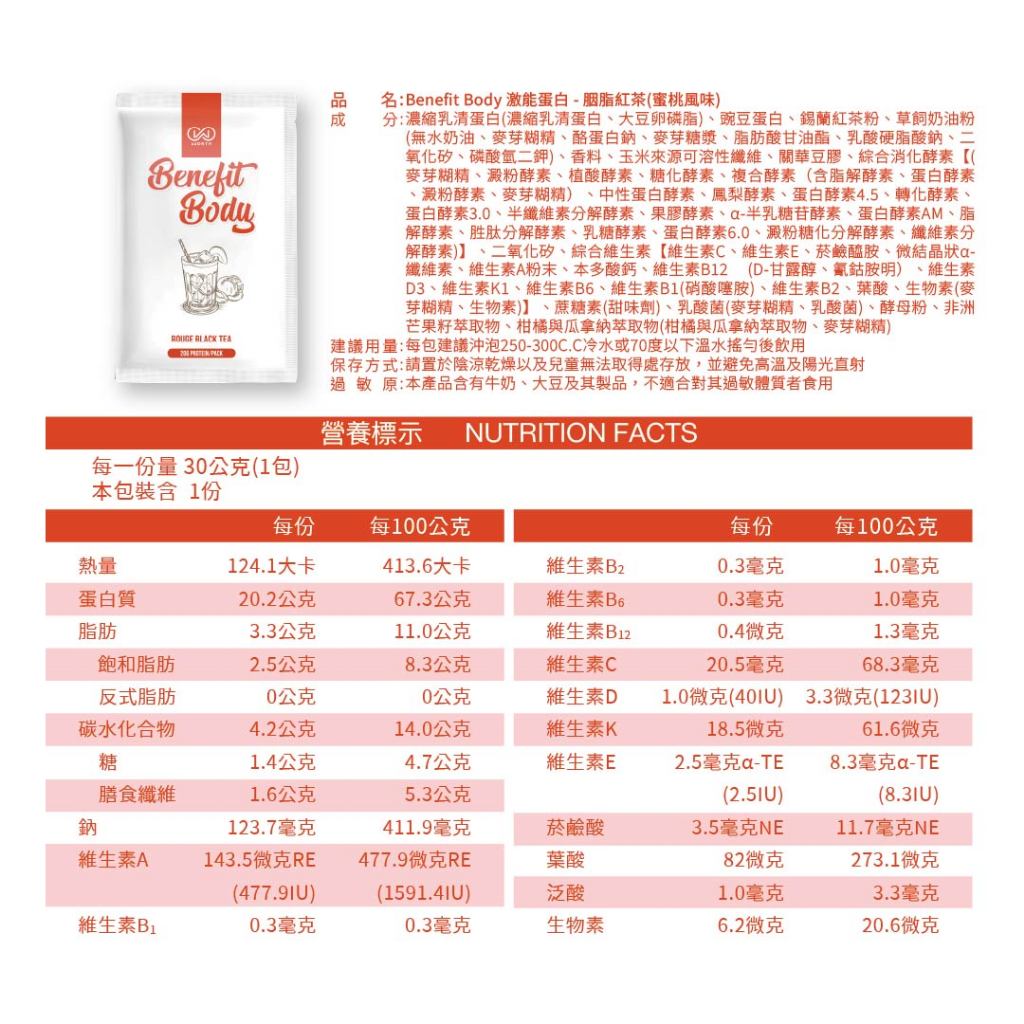 【沃爾司】Benefit Body 蛋白飲系列 單包零售 輕植蛋白 激能蛋白 豌豆 乳清蛋白 運動日常補給
