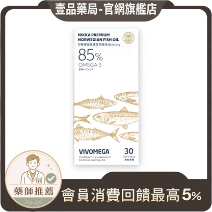 【日華】高純度頂級魚油85% EPA 30顆/盒 EPA1000mg rTG型 挪威魚油 通過SGS