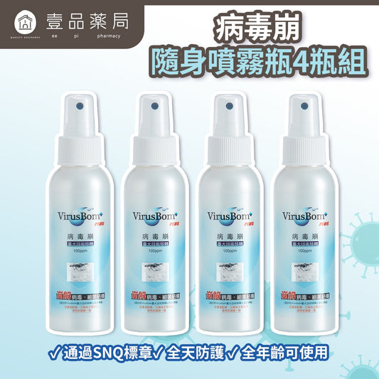 【病毒崩VirusBom】隨身噴霧瓶100ppm 100ml/瓶 台大研發 獲防疫獎 隨身清潔 日常防護