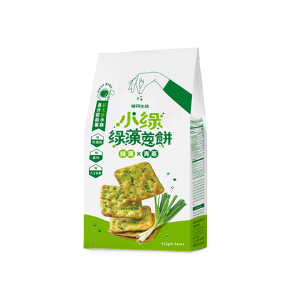 【味丹生技】小綠綠藻蔥餅 8入/袋 18種胺基酸 綠藻 機能點心 低熱量 酥脆鹹香 全素可食 健康零食