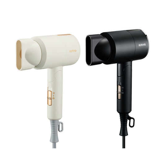【KINYO】雙電壓負離子吹風機 KH-193 110V/220V 黑色/米色 可折疊 攜帶超輕量 出國旅行