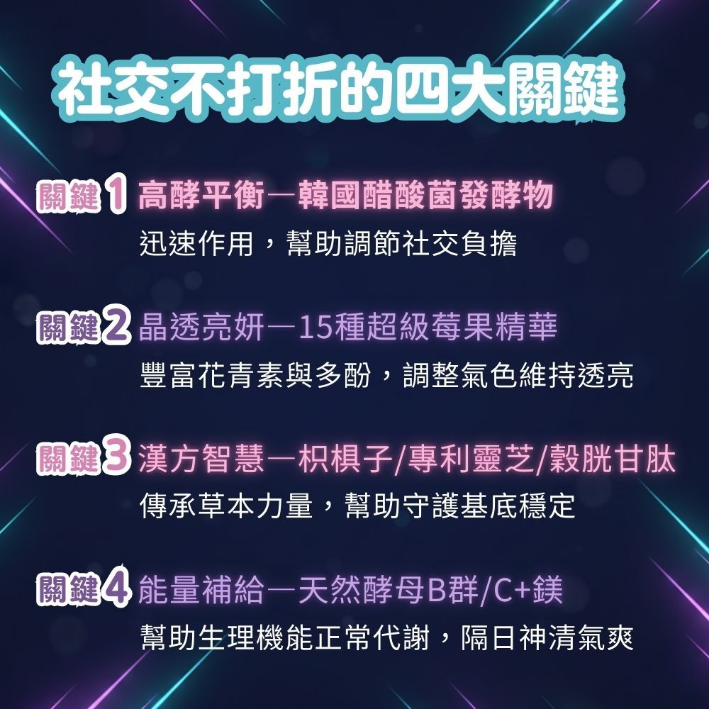 【晶澈】歡酵PLAY補給錠 15包/盒 醋酸菌發酵物 多醣體 天然酵母B群 維生素C+鎂 多種植萃 聚餐補給
