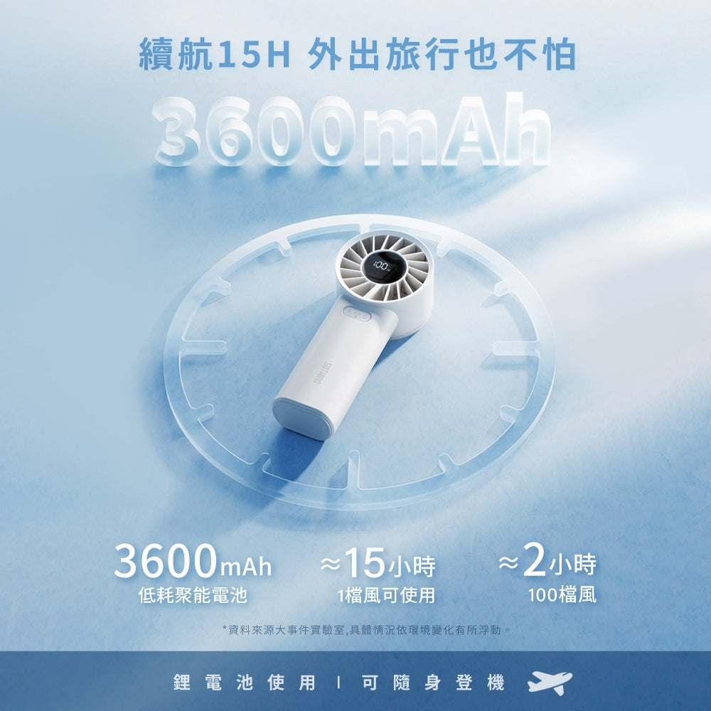 【向物】高速手持風扇-渦輪 100檔風速 15hr續航 低噪音 LED數顯 可隨身登機 手持電扇