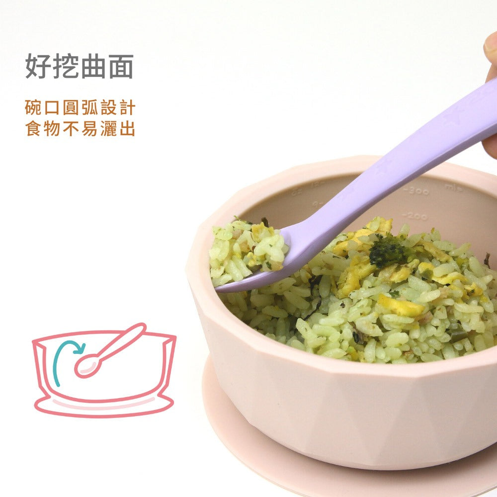 【2angels】矽膠鑽石吸盤學習碗 兩色任選 食品級矽膠 耐溫220度 好挖不易灑 穩固吸盤 兒童餐具