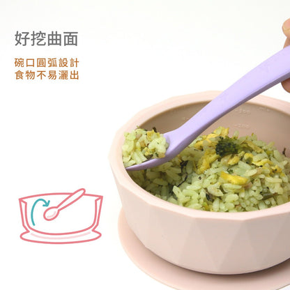 【2angels】矽膠鑽石吸盤學習碗 兩色任選 食品級矽膠 耐溫220度 好挖不易灑 穩固吸盤 兒童餐具