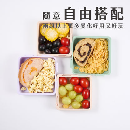 【2angels】矽膠拼圖餐盤 1入(含蓋) 兩色可選 德國認證 食品級矽膠 幼兒餐盤 防塵上蓋 加熱耐高溫