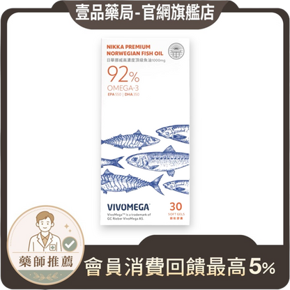 【日華】高濃度魚油92% EPA+DHA 30顆/盒 rTG型 挪威魚油 通過SGS 軟膠囊無腥味 營養補給