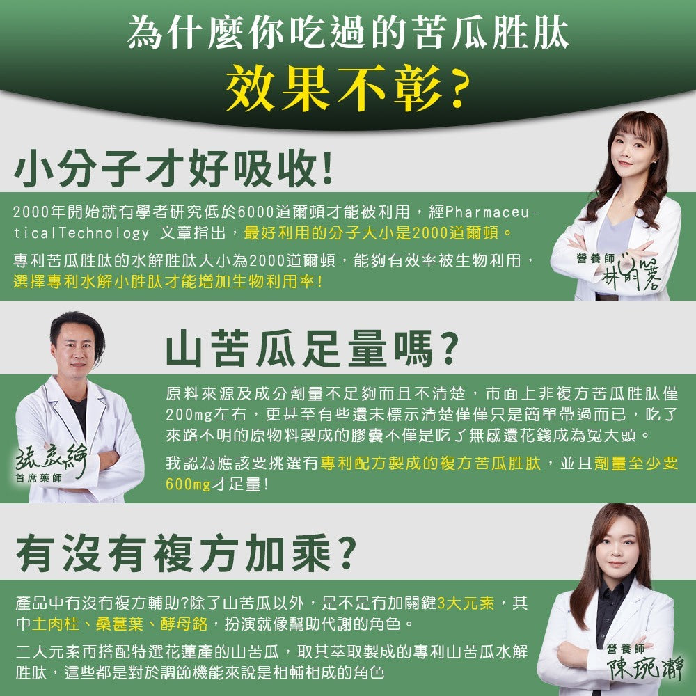 【嚴萃】專利苦瓜胜肽x鉻 30顆/盒 專利山苦瓜+鉻+土肉桂+桑葉+武靴葉 餐前補給 穩定調理
