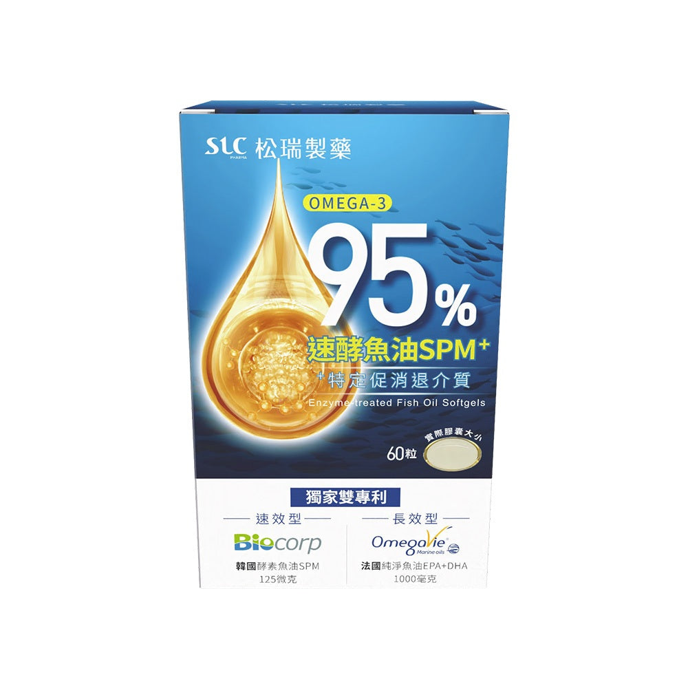 【松瑞製藥】95%速酵魚油SPM+軟膠囊 60顆/盒 高濃度rTG 專利SPM+EPA 小顆好吞