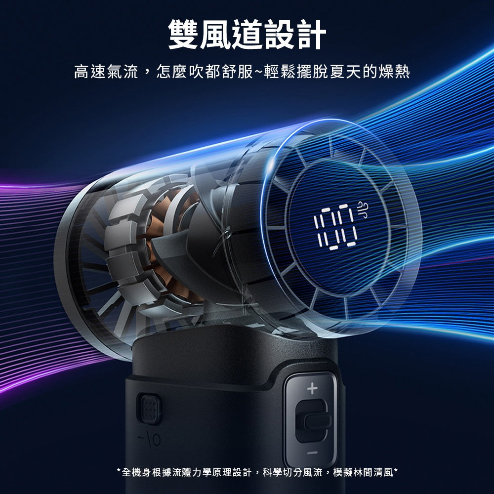 【向物】高速手持風扇-引擎Power 100檔風速 雙風道 25dB低噪 高效續航 可隨身登機 隨身風扇