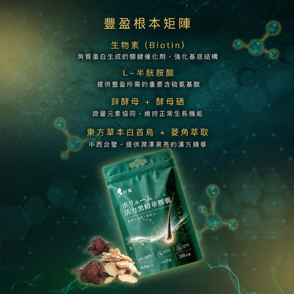 【好葉】活力黑精華膠囊 60粒/袋 生物素+鋅酵母+酵母硒 白首烏 菱角 草本配方 烏黑補給 染燙日常保養