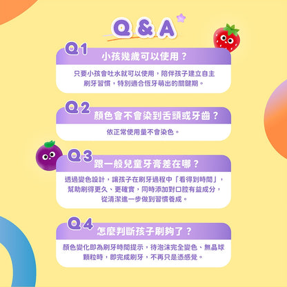 【齒妍堂】兒童益生菌變色牙膏 80g 葡萄 草莓 木糖醇 含氟配方 變色晶球 水果香氣 口腔清潔 兒童牙膏