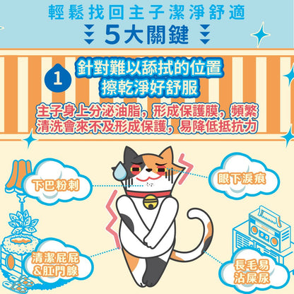 【臭味滾ODOUT】貓咪專用除臭抑菌濕紙巾 50抽/包 不含酒精 潔淨去味 植萃保濕 溫和清爽 寵物清潔
