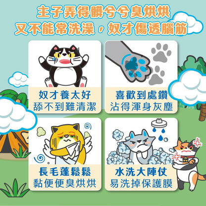 【臭味滾ODOUT】貓咪專用除臭抑菌濕紙巾 50抽/包 不含酒精 潔淨去味 植萃保濕 溫和清爽 寵物清潔