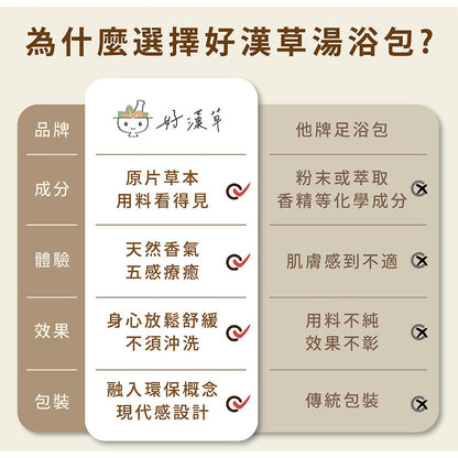 【好漢草】足沐湯浴包PLUS 7包/袋 家庭號 4款可選 草本配方 甘胺酸鎂 居家足浴 泡澡 舒眠放鬆