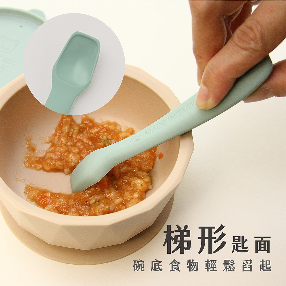 【2angels】矽膠餵食湯匙 2入組(附收納盒) 德國認證 食品級矽膠 梯形匙面 親膚手柄 兒童餐具
