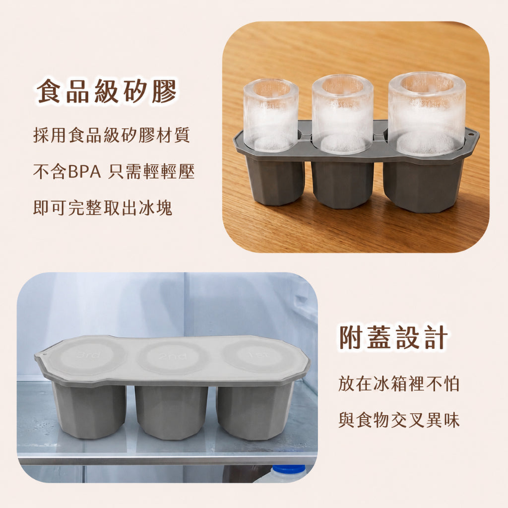 【伴佳家】冰霸杯專用冰塊盒 1組(附杯蓋) 食品級矽膠 三款尺寸 飲品不稀釋 冰霸杯適用 居家製冰