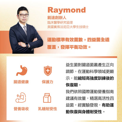 【RACE ON銳速】標沛益生菌 60顆/盒 有助運動功效 專利5層包埋 ABC益菌 舒適順暢 全素可食