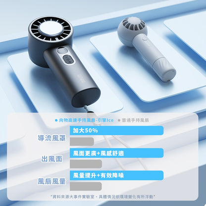 【向物】高速手持風扇-引擎ice 100檔風速 一鍵製冷 LED數顯 超導冰磁片 附掛繩 涼感風扇 出遊旅行